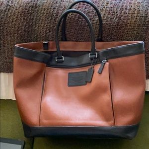 Coach Leather & Dipped Canvas Large Tote Bag
